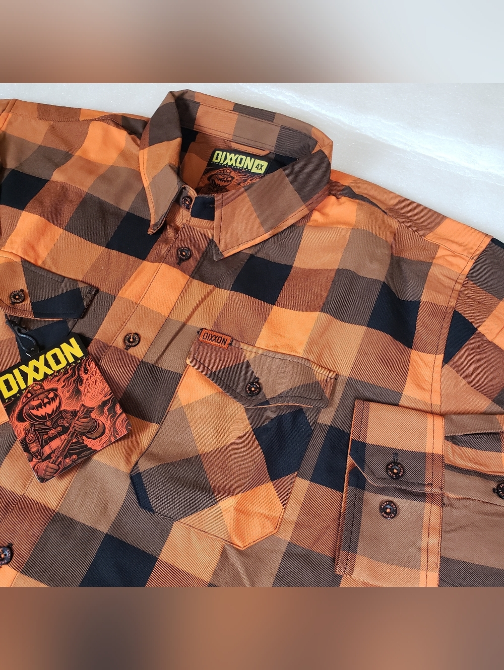 NWT Dixxon Men's 4X 4XL "The Jack" Orange Black Flannel Shirt Fall Halloween